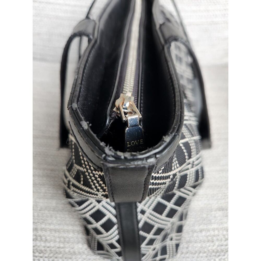 Love Moschino Black & White Knit Geometric Knit Fabric PU Tote Handbag Pre-owned - Picture 15 of 15